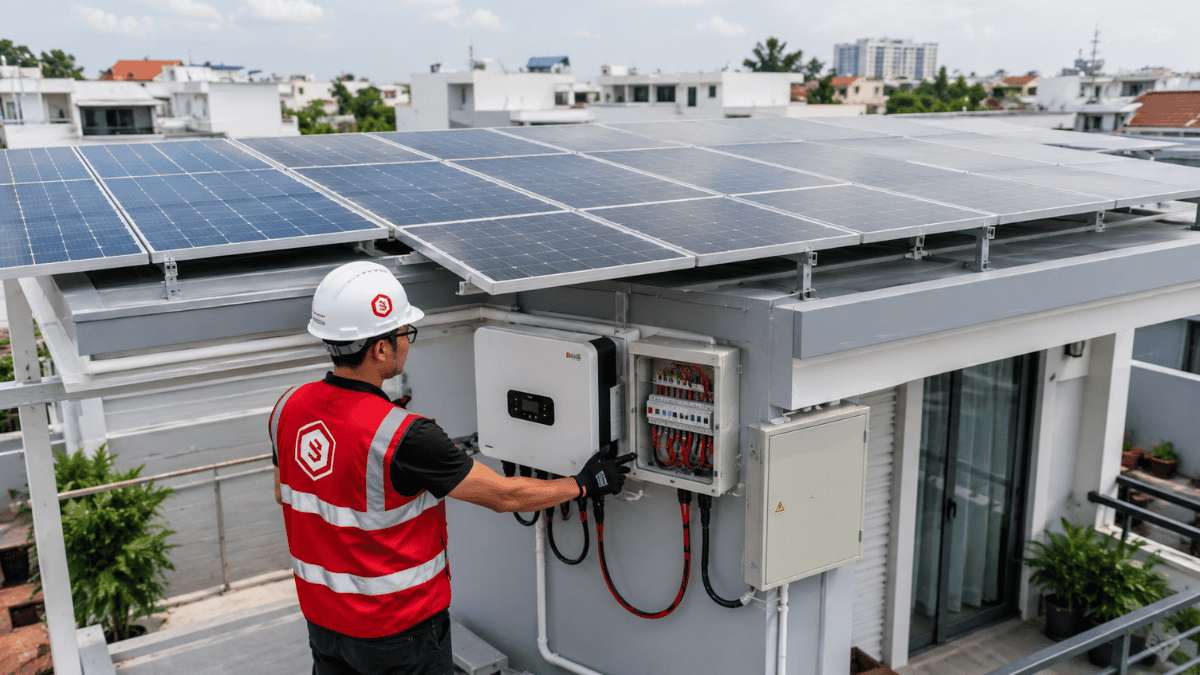 Hệ thống điện mặt trời lắp trên mái nhà gia đình
